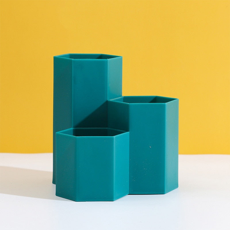 Pot à crayon bleu vert