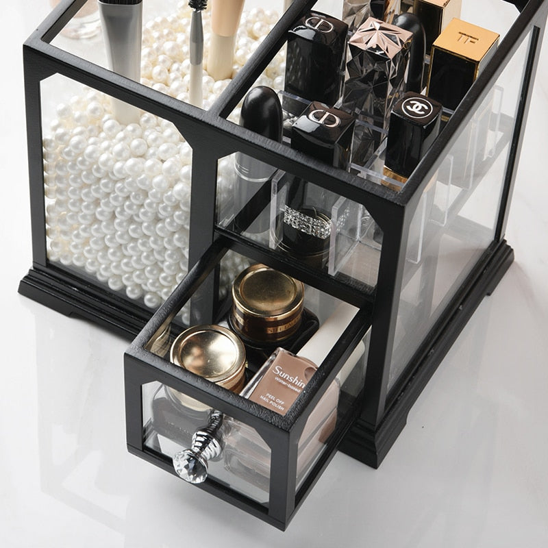 organisateur maquillage bois