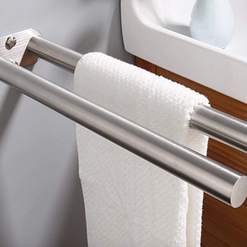 support serviette salle de bain inox